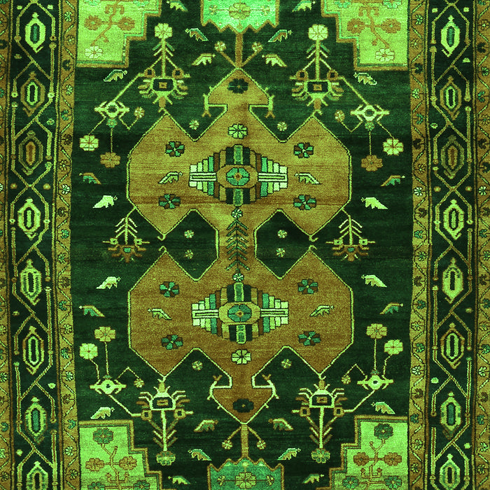 Serging Thickness of Machine Washable Persian Green Traditional Area Rugs, wshtr568grn