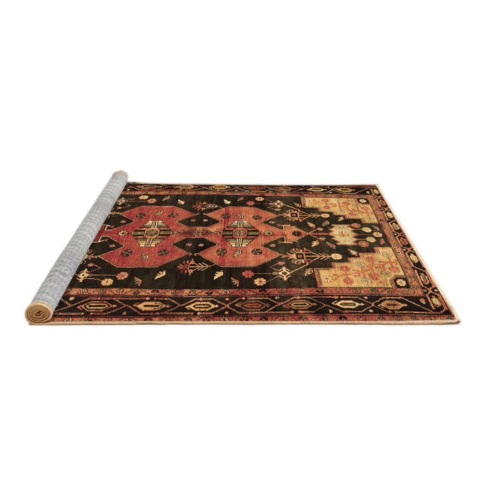 Sideview of Machine Washable Persian Brown Traditional Rug, wshtr568brn