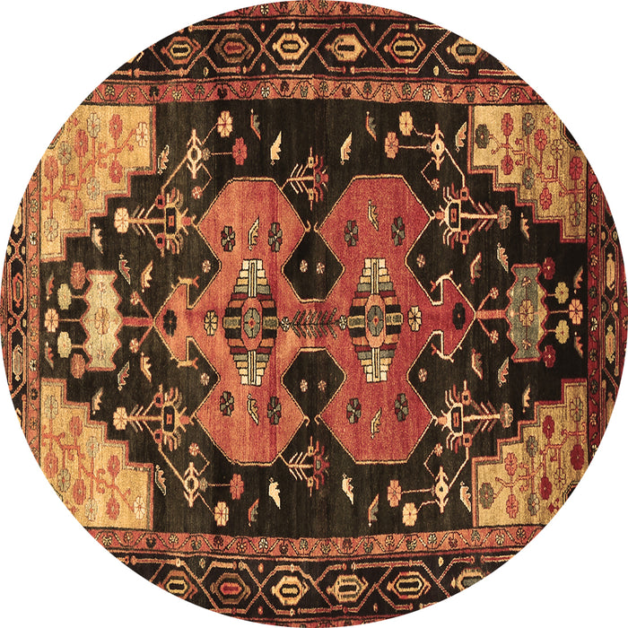 Round Persian Brown Traditional Rug, tr568brn