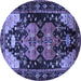 Round Machine Washable Persian Blue Traditional Rug, wshtr568blu