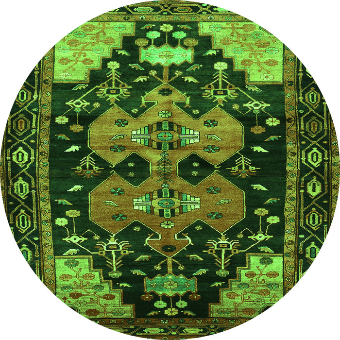 Square Persian Green Traditional Rug, tr568grn