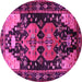 Round Machine Washable Persian Pink Traditional Rug, wshtr568pnk