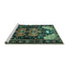 Sideview of Machine Washable Persian Turquoise Traditional Area Rugs, wshtr568turq