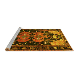 Sideview of Machine Washable Persian Yellow Traditional Rug, wshtr568yw
