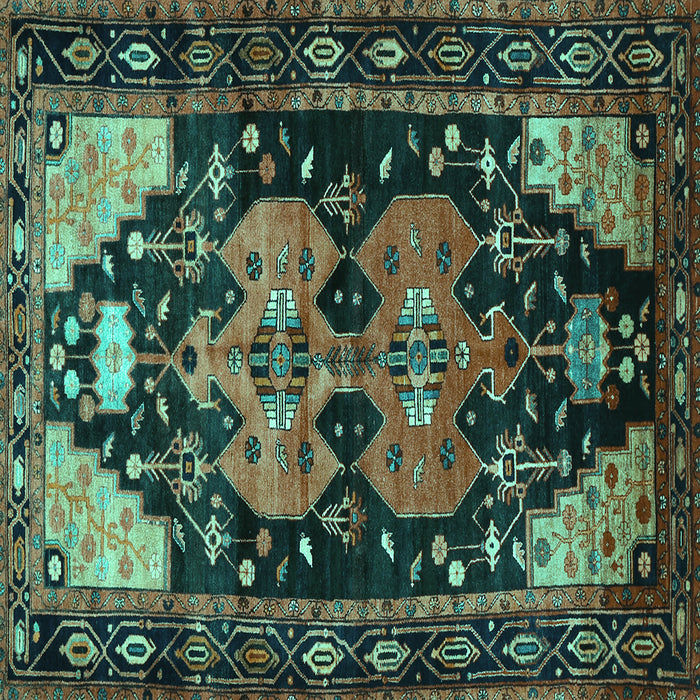 Square Persian Turquoise Traditional Rug, tr568turq