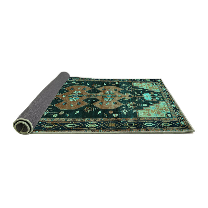 Sideview of Persian Turquoise Traditional Rug, tr568turq