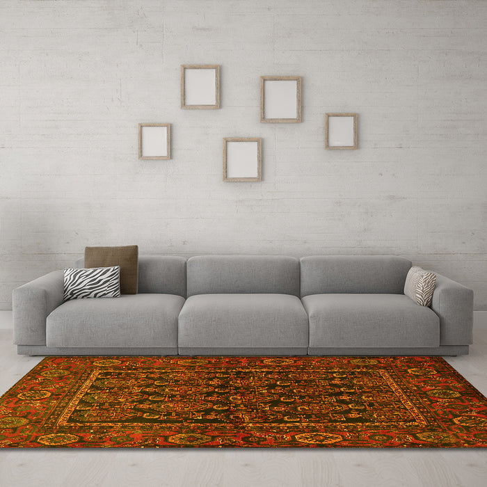 Machine Washable Persian Yellow Traditional Rug in a Living Room, wshtr569yw
