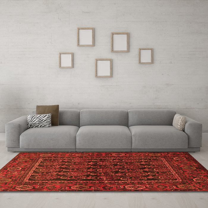 Machine Washable Persian Orange Traditional Area Rugs in a Living Room, wshtr569org