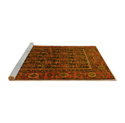 Sideview of Machine Washable Persian Yellow Traditional Rug, wshtr569yw