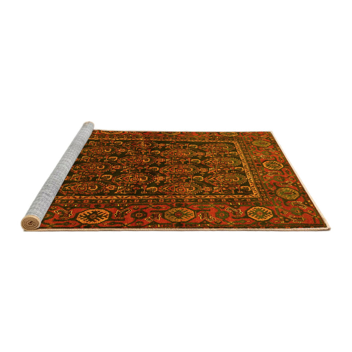 Sideview of Machine Washable Persian Yellow Traditional Rug, wshtr569yw