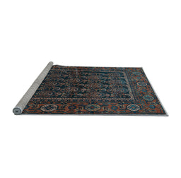 Sideview of Machine Washable Persian Light Blue Traditional Rug, wshtr569lblu