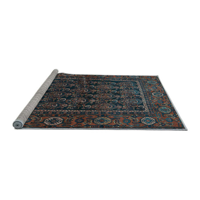 Sideview of Machine Washable Persian Light Blue Traditional Rug, wshtr569lblu