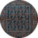Round Persian Light Blue Traditional Rug, tr569lblu