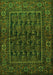 Serging Thickness of Machine Washable Persian Green Traditional Area Rugs, wshtr569grn