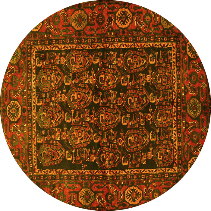 Round Persian Yellow Traditional Rug, tr569yw
