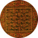Round Persian Yellow Traditional Rug, tr569yw