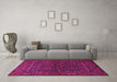 Machine Washable Persian Pink Traditional Rug in a Living Room, wshtr569pnk