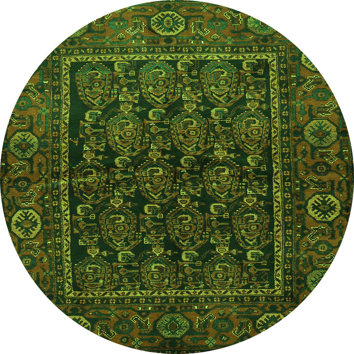Square Persian Green Traditional Rug, tr569grn
