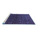 Sideview of Machine Washable Persian Blue Traditional Rug, wshtr569blu