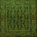 Round Machine Washable Persian Green Traditional Area Rugs, wshtr569grn