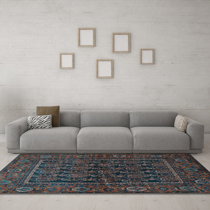 Machine Washable Persian Light Blue Traditional Rug in a Living Room, wshtr569lblu