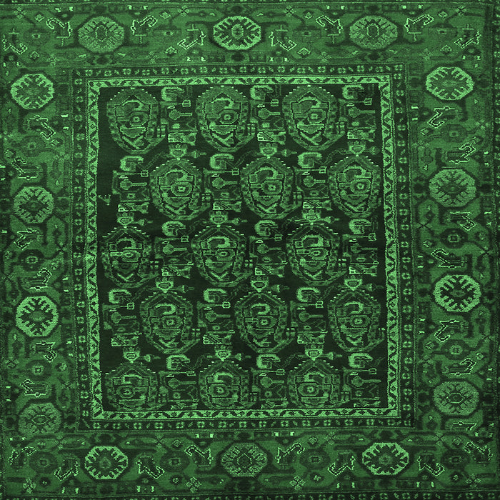 Square Machine Washable Persian Emerald Green Traditional Area Rugs, wshtr569emgrn