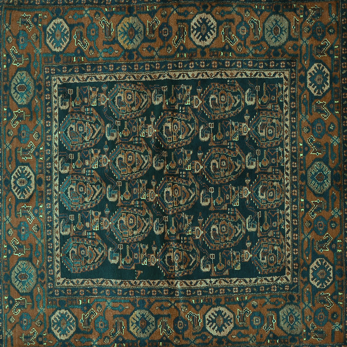 Square Machine Washable Persian Turquoise Traditional Area Rugs, wshtr569turq