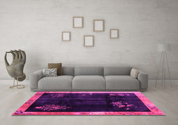 Machine Washable Oriental Pink Asian Inspired Rug in a Living Room, wshtr56pnk