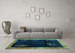 Machine Washable Oriental Light Blue Asian Inspired Rug in a Living Room, wshtr56lblu