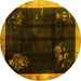 Round Oriental Yellow Asian Inspired Rug, tr56yw