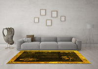 Machine Washable Oriental Yellow Asian Inspired Rug, wshtr56yw