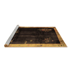 Sideview of Machine Washable Oriental Brown Asian Inspired Rug, wshtr56brn