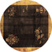 Round Machine Washable Oriental Brown Asian Inspired Rug, wshtr56brn