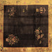 Square Machine Washable Oriental Brown Asian Inspired Rug, wshtr56brn