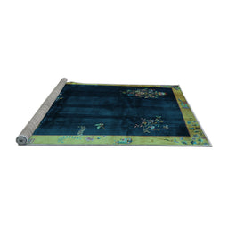 Sideview of Machine Washable Oriental Light Blue Asian Inspired Rug, wshtr56lblu