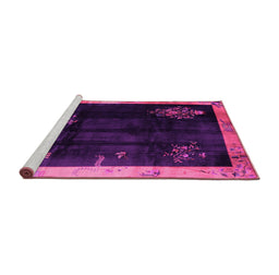 Sideview of Machine Washable Oriental Pink Asian Inspired Rug, wshtr56pnk