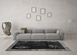 Machine Washable Oriental Gray Asian Inspired Rug in a Living Room,, wshtr56gry