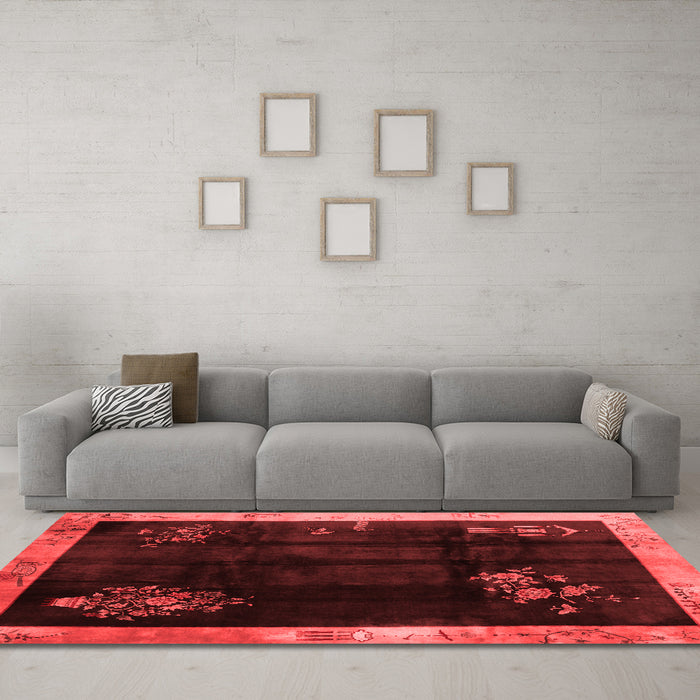 Asian Inspired Red Washable Rugs