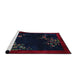 Sideview of Machine Washable Traditional Deep-Sea Blue Rug, wshtr57