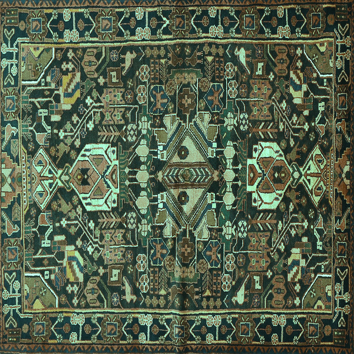 Square Machine Washable Animal Turquoise Traditional Area Rugs, wshtr570turq