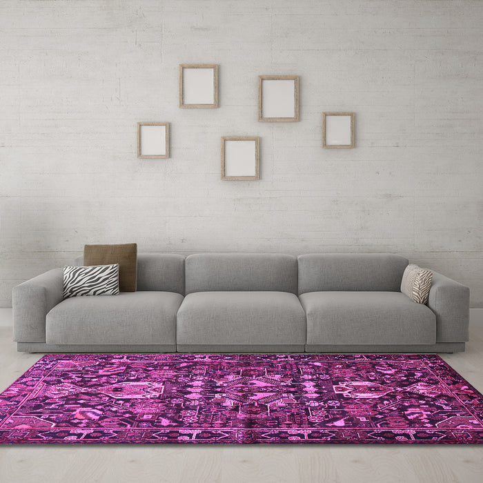Machine Washable Animal Purple Traditional Area Rugs in a Living Room, wshtr570pur