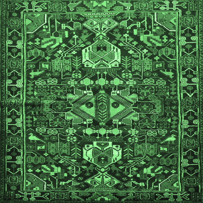 Square Machine Washable Animal Emerald Green Traditional Area Rugs, wshtr570emgrn
