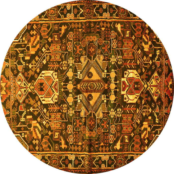 Round Machine Washable Animal Yellow Traditional Rug, wshtr570yw