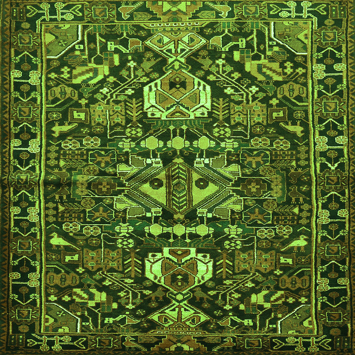 Serging Thickness of Animal Green Traditional Rug, tr570grn