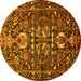 Round Animal Yellow Traditional Rug, tr570yw