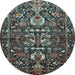 Round Animal Light Blue Traditional Rug, tr570lblu