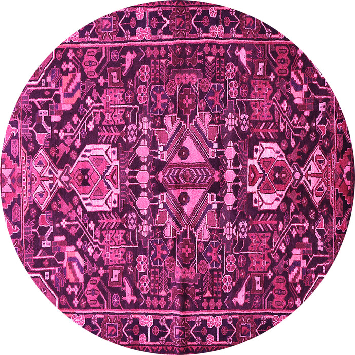 Round Machine Washable Animal Pink Traditional Rug, wshtr570pnk