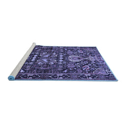 Sideview of Machine Washable Animal Blue Traditional Rug, wshtr570blu