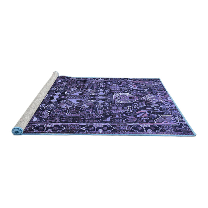 Sideview of Machine Washable Animal Blue Traditional Rug, wshtr570blu