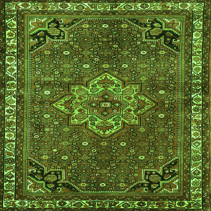 Round Machine Washable Persian Green Traditional Area Rugs, wshtr571grn